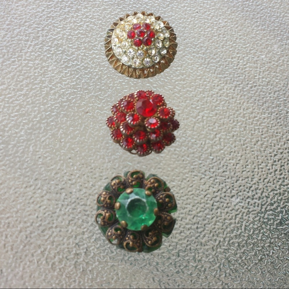 Bundle 3 VTG 50s Jewel Tone & Rhinestone Buttons - Picture 5 of 13
